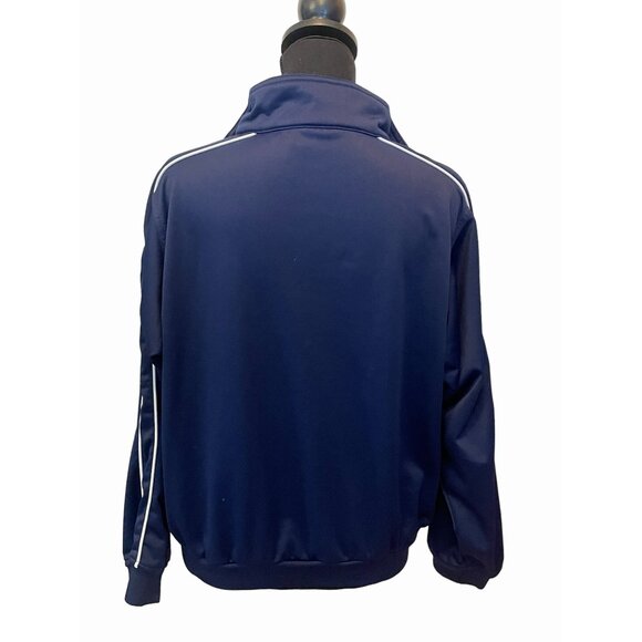 Vintage Champion windbreaker zippered pockets navy white stripes running 80's - Picture 3 of 5